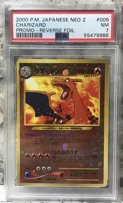 PSA 7 2000 Pokemon P.M. Japanese NEO 2 Charizard #006 Promo - Reverse Foil - Image 1