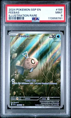 2024 POKEMON SSP EN-SURGING SPARKS ILLUSTRATION RARE #198 FEEBAS PSA 9 - Image 1