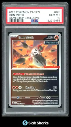 2023 POKEMON PARADOX RIFT #028/182 IRON MOTH GAMESTOP EXCLUSIVE PSA 10 - Image 1