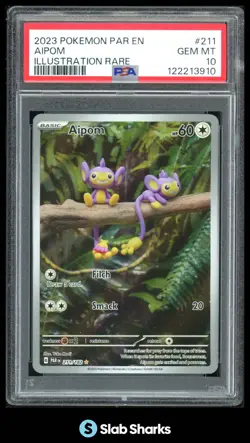2023 POKEMON PARADOX RIFT #211/182 AIPOM ILLUSTRATION RARE PSA 10 - Image 1