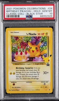 2021 POKEMON CELEBRATIONS CLASSIC COLL #24 BIRTHDAY PIKACHU-HOLO PSA 10 - Image 1