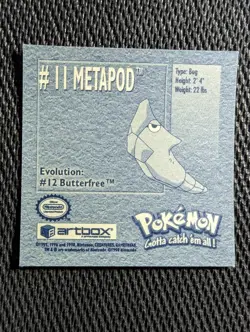 Metapod #11 Pokemon 1999 Artbox Sticker NM - Image 2