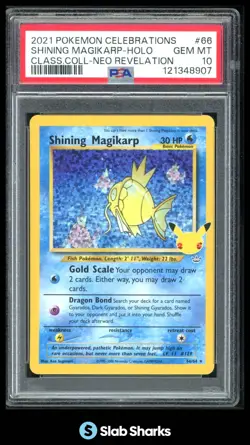 2021 POKEMON SWSH CELEBRATIONS SHINING #66/64 MAGIKARP CLASSIC COLL RARE PSA 10 - Image 1