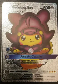 Silver - Pikachu Mega Altaria - Pokemon - Fan Art Card - Image 1