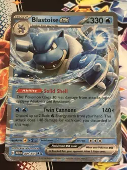 🔥Pokemon TCG Blastoise EX Scarlet & Violet Holo Double Rare Card 009/165 NM+🔥 - Image 1