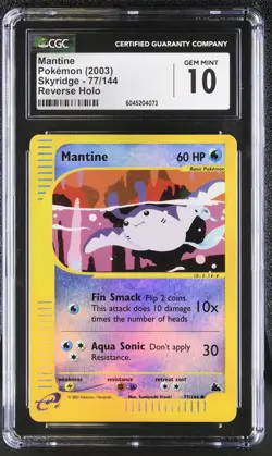 CGC 10 GEM MINT Mantine 2003 Skyridge 77/144 Reverse Holo Pokemon Card - Image 1