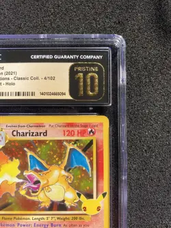 CGC Pristine 10 Charizard 4/102 Holo Pokemon Card Celebrations Base Holo - Image 3