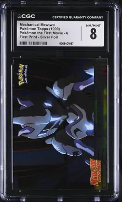 CGC 8 Mechanical Mewtwo 1999 Topps the First Movie 6 Silver Foil Pokemon Card - Image 1