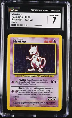 CGC 7 Mewtwo 1999 Base Set 10/102 Holo Pokemon Card - Image 1