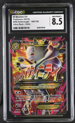 CGC 8.5 M Mewtwo EX 2015 BREAKthrough 160/162 Ultra Rare Holo Pokemon Card - Image 1