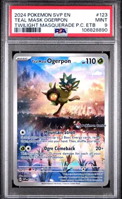 2024 POKEMON TWM POKEMON CENTER ETB PROMO SVP #123 TEAL MASK OGERPON PSA 9 - Image 1