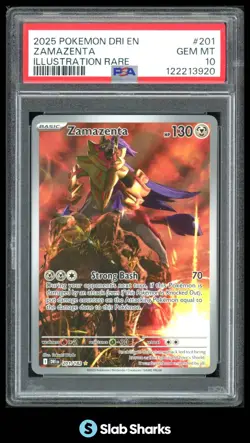 2025 POKEMON SV DESTINED RIVALS #201/182 ZAMAZENTA ILLUSTRATION RARE PSA 10 - Image 1