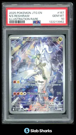2025 POKEMON JOURNEY TOGETHER #167/159 N'S RESHIRAM ILLUSTRATION RARE PSA 10 - Image 1