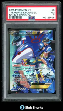 2015 POKEMON XY DOUBLE CRISIS #6/34 TEAM AQUA'S KYOGRE EX FULL ART PSA 7 - Image 1