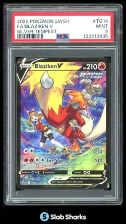 2022 POKEMON SILVER TEMPEST #TG14/TG30 BLAZIKEN V FULL ART TRAINER GALLERY PSA 9 - Image 1
