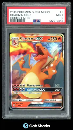 2019 POKEMON SUN & MOON HIDDEN FATES #9/68 CHARIZARD GX HOLO PSA 9 - Image 1