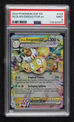 Alolan Exeggutor ex Pokemon SV08: Surging Sparks PSA 9 MINT - Image 1