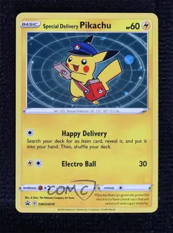 Special Delivery Pikachu Holo Pokemon Sword & Shield Black Star Promo #SWSH074 - Image 1