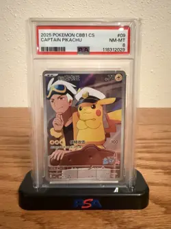 2025 POKEMON SIMPLIFIED CHINESE CBB1 C-GEM PACK VOL 1 #09 CAPTAIN PIKACHU PSA 8 - Image 1