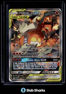 2019 POKEMON SM BLACK STAR PROMOS #SM201 RESHIRAM & CHARIZARD TAG TEAM GX - Image 1