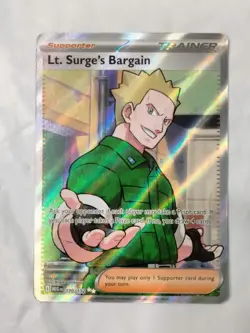 Pokemon TCG Lt. Surge's Bargain Full Art Holo Rare 170/132 Mega Evolutions NM - Image 1