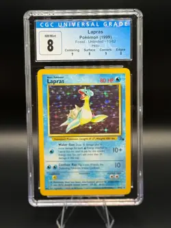 Pokemon 1999 Lapras 10/62 Fossil Holo CGC 8 - Image 1