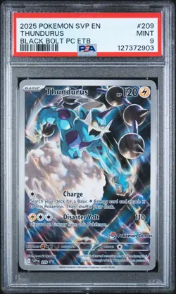 THUNDURUS #209 POKEMON CENTER ETB BLACK STAR PROMO 2025 POKEMON BLACK BOLT PSA 9 - Image 1