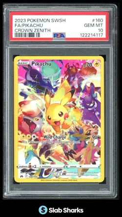 2023 POKEMON SWORD & SHIELD CROWN ZENITH #160/159 PIKACHU FULL ART PSA 10 - Image 1