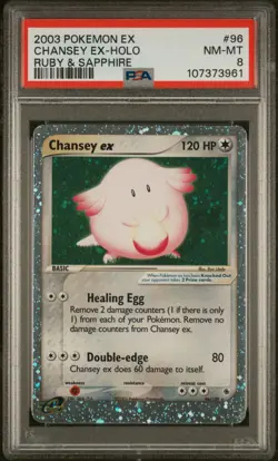 2003 POKEMON EX RUBY & SAPPHIRE #96 CHANSEY EX-HOLO PSA 8 - Image 1