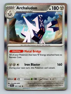 Archaludon Holo Rare NM #107/142 SV07: Stellar Crown Pokemon Card - Image 1