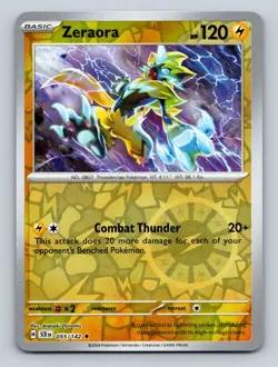 Zeraora Reverse Holo NM #055/142 SV07: Stellar Crown Pokemon Card - Image 1