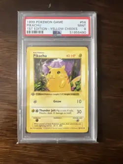 Pokemon PSA 9 1st Edition Base Yellow Cheek Pikachu - Image 1