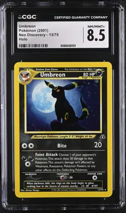 CGC 8.5 Umbreon 2001 Neo Discovery 13/75 Holo Pokemon Card - Image 1