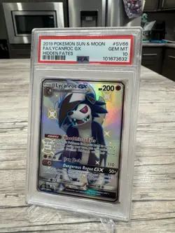 PSA 10 GEM MT - LYCANROC GX Card SV66/SV94 Pokemon TCG Hidden Fates Shiny Vault - Image 2