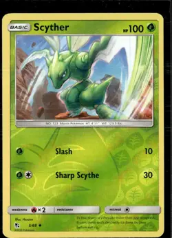Pokemon Scyther 5/68 Hidden Fates Reverse Holo Uncommon 2 Card Lot - Image 1