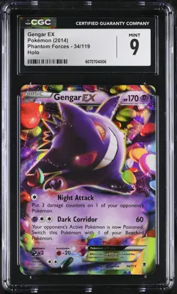 CGC 9 Gengar EX 34/119 Holo XY Phantom Forces Pokemon Card - Image 1