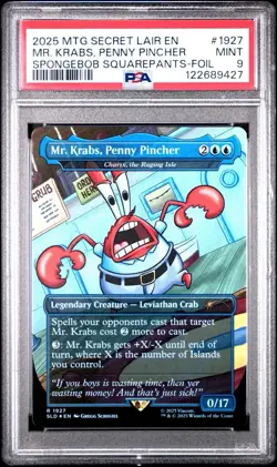PSA 9 Mr. Krabs, Penny Pincher (Charix), Foil, Spongebob Secret Lair Drop, MTG - Image 1