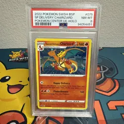 2022 POKEMON SWSH BLACK STAR PROMO #075 SPECIAL DELIVERY CHARIZARD-HOLO PSA 8 - Image 1