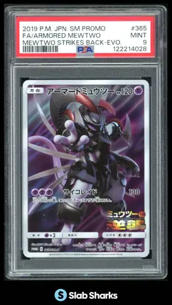 2018 POKEMON JAPANESE #365/SM-P ARMORED MEWTWO FULL ART STRIKES BACK EVO PSA 9 - Image 1