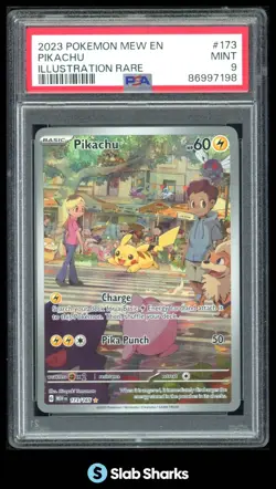 2023 POKEMON SV 151 - MEW EN #173/165 PIKACHU ILLUSTRATION RARE PSA 9 - Image 1