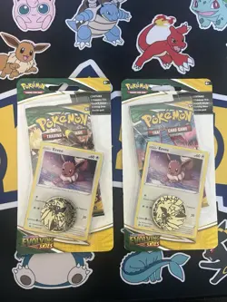 2x Pokemon: Sword & Shield Evolving Skies Checklane Blister Pack - Eevee Promo - Image 1