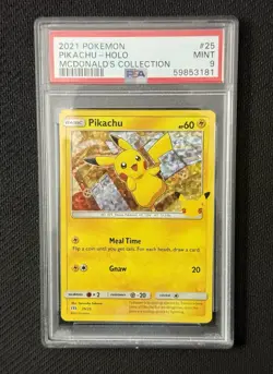 PSA 9 Pikachu 25/25 Holo 25th Anniversary McDonald’s Promo Pokemon TCG - Image 1
