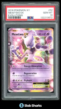 2016 POKEMON XY EVOLUTIONS #52/108 MEWTWO EX PSA 10 - Image 1