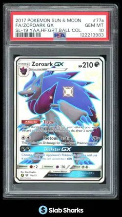 2017 POKEMON #77A/73 ZOROARK GX FULL ART HIDDEN FATES COLLECTION PSA 10 - Image 1