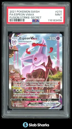 2021 POKEMON SWSH FUSION STRIKE #270/264 ESPEON VMAX FULL ART SECRET RARE PSA 9 - Image 1