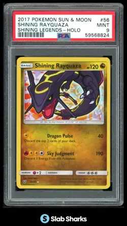 2017 POKEMON SUN & MOON SHINING LEGENDS #56/73 SHINING RAYQUAZA HOLO PSA 9 - Image 1