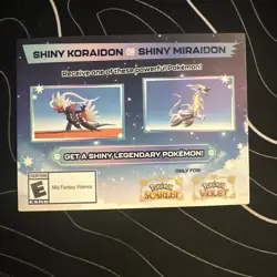 POKEMON SCARLET / VIOLET -SHINY MIRAIDON OR SHINY KORAIDON CODE CARD UNSCRATCHED - Image 1