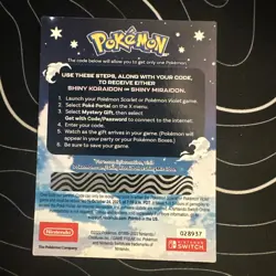 POKEMON SCARLET / VIOLET -SHINY MIRAIDON OR SHINY KORAIDON CODE CARD UNSCRATCHED - Image 2