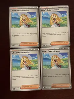 Lillie's Determination Mega Evolution 4 Card Lot - 3 Non Holo and 1 Reverse Holo - Image 1