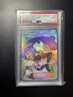 Pokemon TCG Jessie & James Trainer Full Art Rare Card 68 Hidden Fates PSA 9 Mint - Image 1